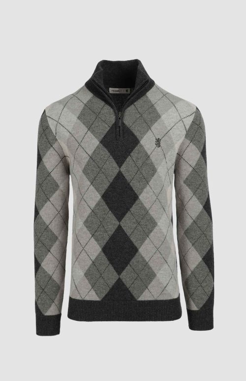 Wayne Quarter-Zip Lambswool Argyle Knitwear